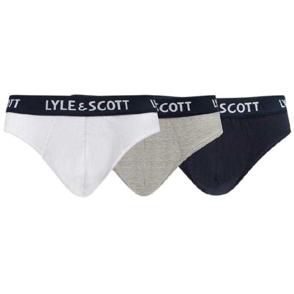Lyle & Scott Mens Branded Tape Briefs (Pack of 3) / Gray/White/Black